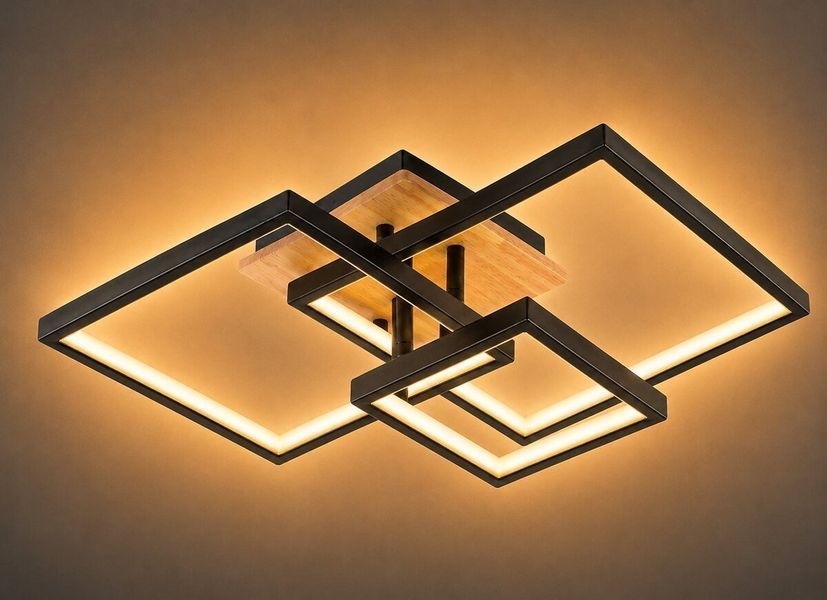 Потолочная люстра VALESO DK6589-3 BK+WOOD, черный + дерево, LED 102W SP000050421 фото