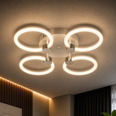 Пристельова LED люстра VALESO G 2588/4 WT+CH 56W,3000K-6500K Тип пульта дистанційного керування: 2.4G Remote SP000045465 фото