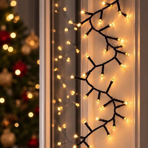 Гірлянда Новорічна світлодіодна &laquo;Феєрверк&raquo; VALESO багаторежимна, 200 LED, 2.3 м, тепле світло, зелений дріт SP000050179 фото