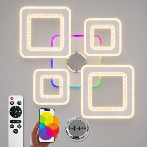 Люстра потолочная светодиодная с музыкальной колонкой и RGB подсветкой для большой гостиной и студии VALESO YZ SP000052026 фото