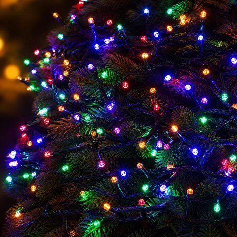 Гирлянда новогодняя LED-лампа VALESO 100 шт RGB 8 режимов Зеленый провод LKS5020 SP000050175 фото