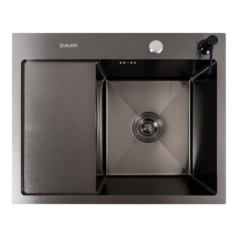 Кухонна мийка CM 58*48 R чорна PVD VALESO Handmade (круглий сифон 3,0/1.0) SP000041340 фото