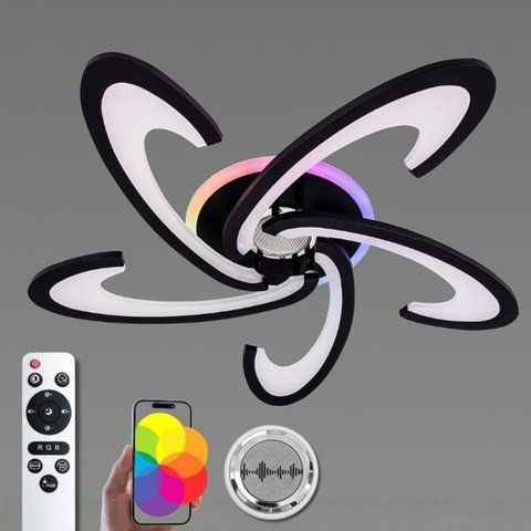 Люстра потолочная светодиодная с музыкальной колонкой и RGB подсветкой для гостиной и спальни VALESO YZD1274 SP000052023 фото