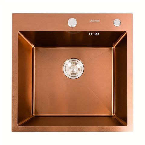 Кухонна мийка Platinum Handmade PVD мідь 500x500x220 (3,0/1,5 мм + дозатор в комплекті) SP000032262 фото