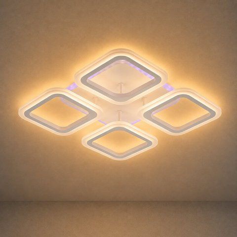 Люстра потолочная VALESO LI8822/4B WH (RGB), белая, LED 64W+8W SP000050434 фото