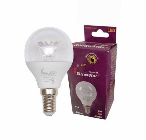 Светодиодная лампа SIRIUSSTAR 3304 G45 crystal 6W-4000K-E14 SP000020400 фото