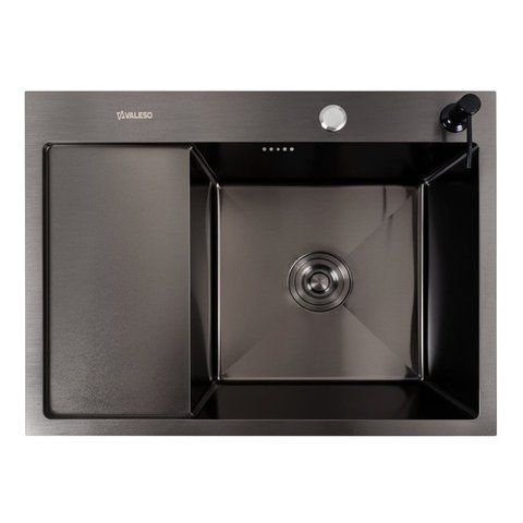 Кухонна мийка CM 65*50 R чорна PVD VALESO Handmade (круглий сифон 3,0/0,8) SP000044286 фото