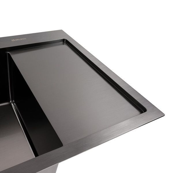 Кухонная мойка CM 58*48 L черная PVD VALESO Handmade (круглый сифон 3,0/0,8) SP000044281 фото