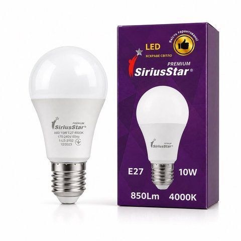 Світодіодна лампа SIRIUSSTAR 3102 А60 10W-4000K-E27 SP000017248 фото