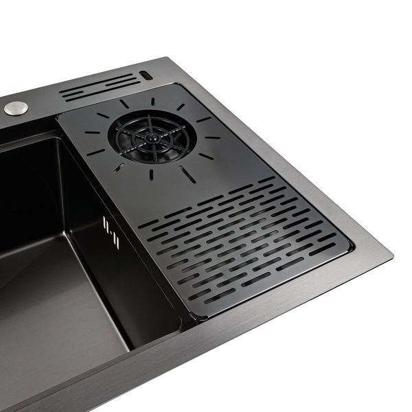 Кухонна мийка PVD 78*46 чорна Platinum Handmade з кухонним змішувачем + дозатор та коландер SP000045443 фото