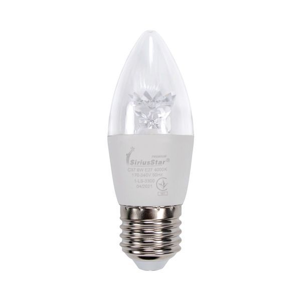 Светодиодная лампа SIRIUSSTAR 3300 СA37 crystal 6W-4000K-E27 SP000020398 фото