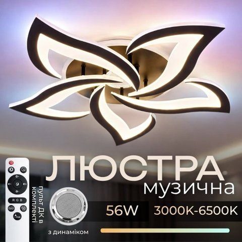 Люстра потолочная светодиодная с музыкальной колонкой и RGB подсветкой для гостиной и спальни VALESO YZD1273 SP000052021 фото