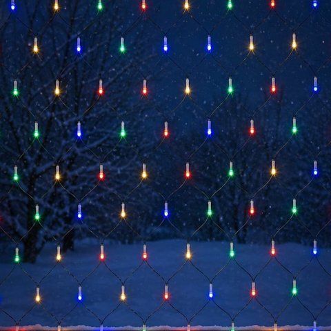 Гирлянда-сетка новогодняя LED VALESO 160 RGB 1.2x1.5 м 8 режимов Зеленый провод LKS5048 SP000050177 фото