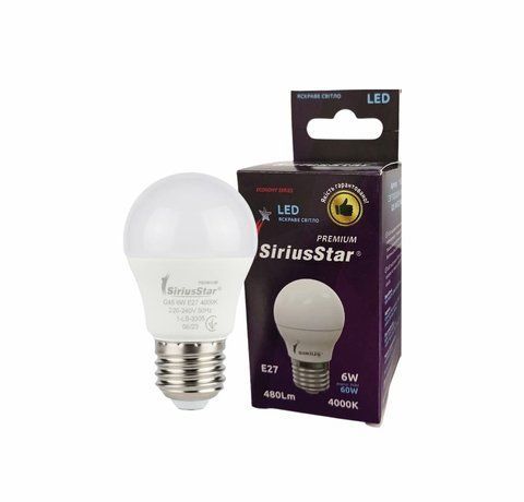 Светодиодная лампа SIRIUSSTAR 3305 G45 crystal 6W-4000K-E27 SP000020401 фото