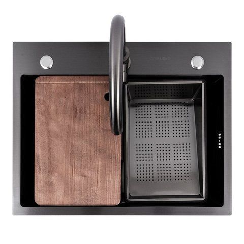CM 64*50B Кухонна мийка PVD чорна (Work station) Valeso Handmade SP000048193 фото