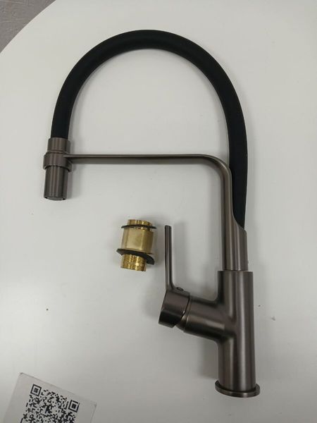 Смеситель кухонный VALESO BQ566 гибкий PVD черный SP000044376 фото
