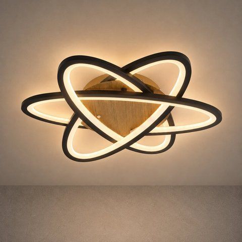 Потолочная люстра VALESO LI97016-480 BK+WOOD, черный + дерево, LED 102W SP000052258 фото