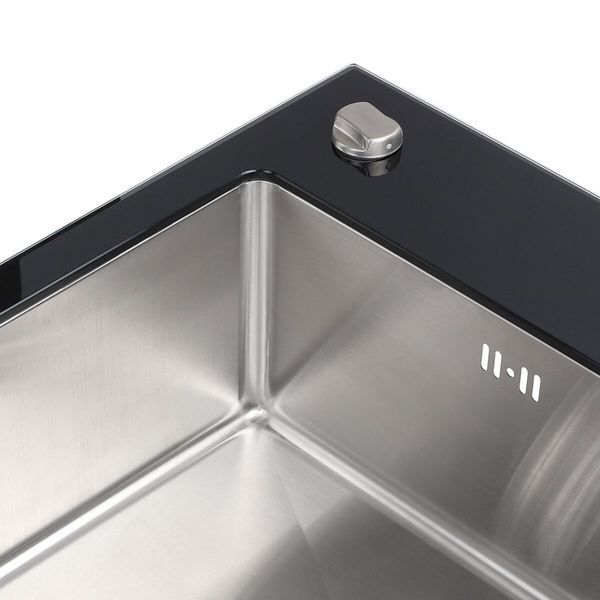 Кухонна мийка Platinum Handmade BLACK GLASS 600x510x200 SP000034803 фото