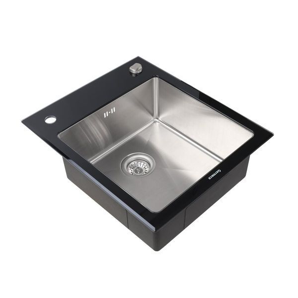 Кухонна мийка Platinum Handmade BLACK GLASS 600x510x200 SP000034803 фото