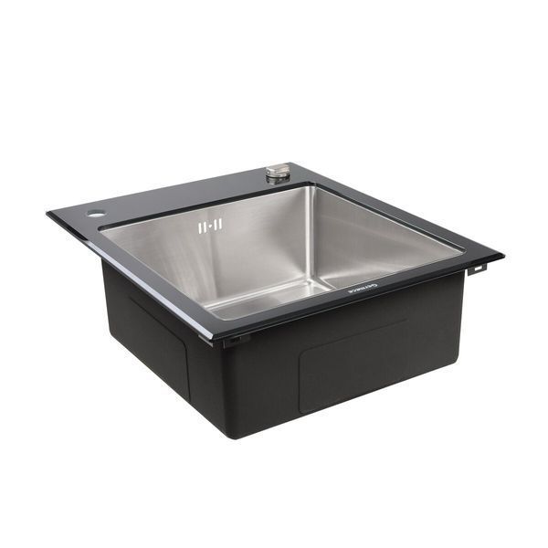 Кухонна мийка Platinum Handmade BLACK GLASS 600x510x200 SP000034803 фото