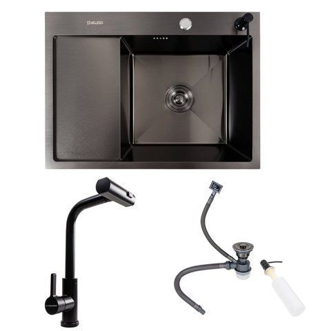 SET Valeso Handmade sink CM 65*50 R PVD black + mixer tap XK09B black SP000051446 фото