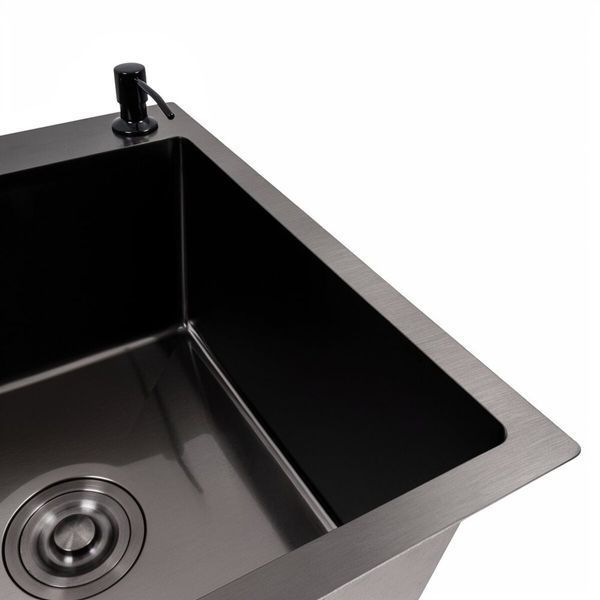 КОМПЛЕКТ Valeso Handmade мойка CM 65*50 R PVD черная + смеситель XK09B черный SP000051446 фото