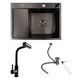 КОМПЛЕКТ Valeso Handmade мойка CM 65*50 R PVD черная + смеситель XK09B черный SP000051446 фото 1