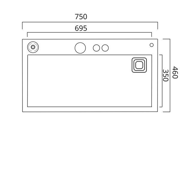 Кухонна мийка 75*46D PVD чорна Platinum Handmade "ВОДОСПАД" SP000041259 фото