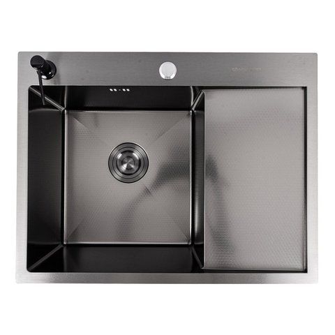 Кухонна мийка 65*50 L PVD чорна VALESO Handmade D&Eacute;COR (сифон круглий, 3,0/0,8) SP000049732 фото