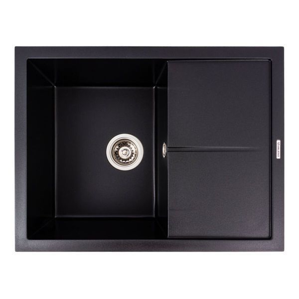 Комплект: Мойка гранитная 6550 CRIPTA VALESO + Смеситель Q411MB + Сифон (Черный) SP000051071 фото